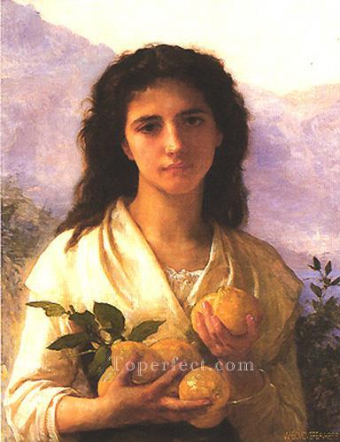 Girl Holding Lemons 1899 Realism William Adolphe Bouguereau Oil Paintings